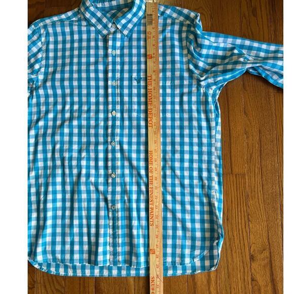 American Eagle Everyday Plaid Button Up Shirt Long Sleeve, Blue/White size Large - Picture 9 of 16